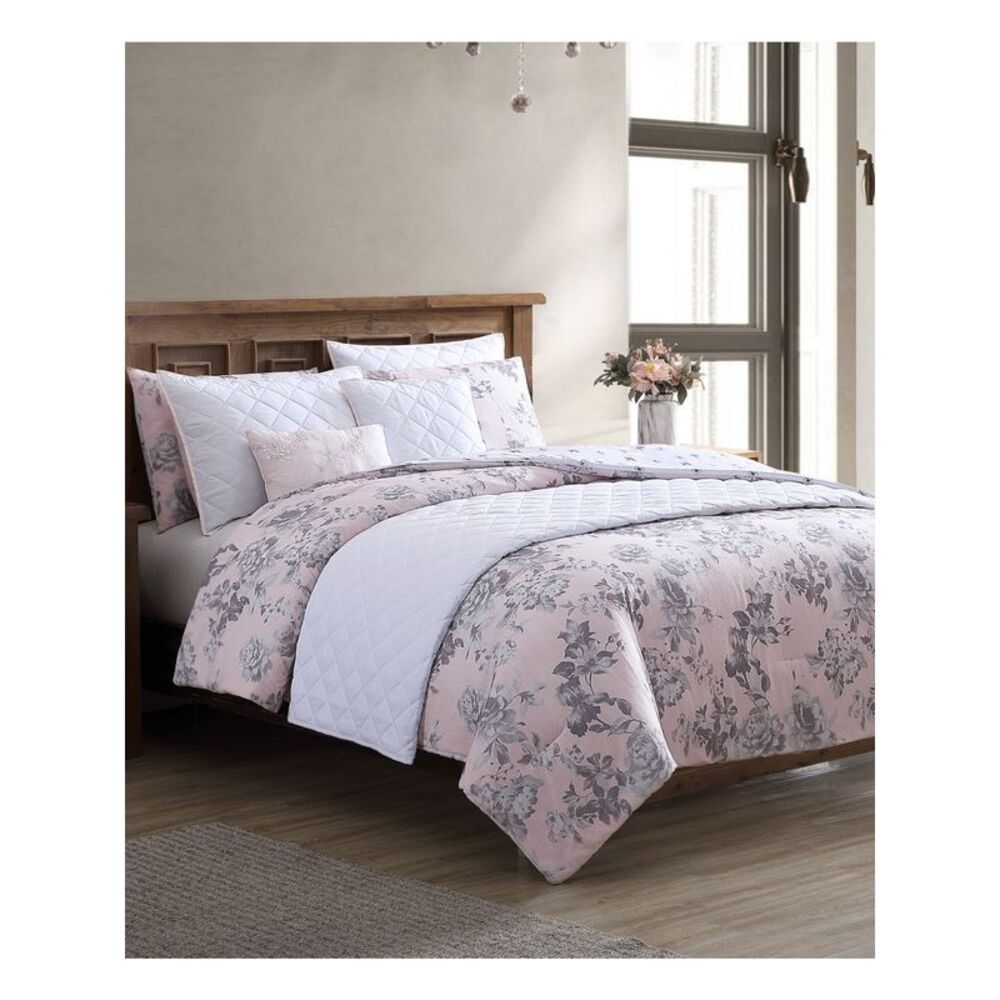 NWT HALLMART COLLECTIBLES Farrington Pink Floral KING Comforter